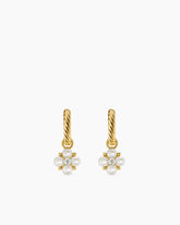 Petite Modern Renaissance® Pearl Drop Earrings in 18K Yellow Gold with Diamonds, 18mm